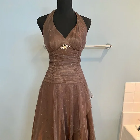 Masquerade | Dresses | Masquerade Used Brown Sparkling Dress Corset Back  And Rhinestone Embellishment | Poshmark